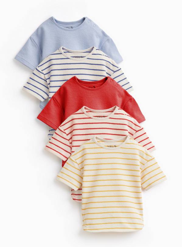 Plain & Stripe Textured T-Shirts 5 Pack 6-9 months